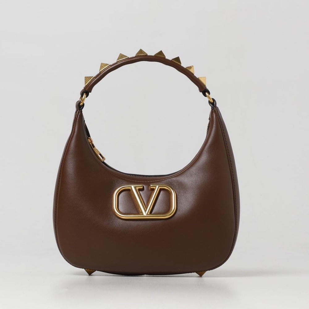 Valentino • NWT Valentino Garavani Roman Stud Sign Leather Shoulder Bag in Brown
